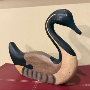James Haddon Signed Hand-Carved Hand-Painted Wooden Canada Goose Decoy Vintage